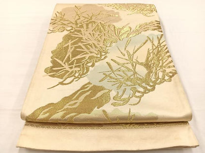 平和屋着物◎六通柄袋帯　老松　金糸　正絹　逸品　BAAX2207hv