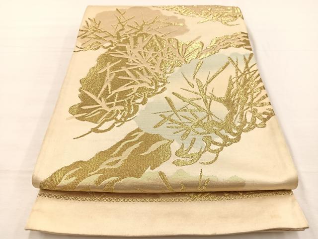 平和屋着物◎六通柄袋帯　老松　金糸　正絹　逸品　BAAX2207hv