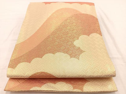 平和屋着物◎佐賀錦　六通柄袋帯　重山文　金糸　正絹　逸品　BAAX2253hv