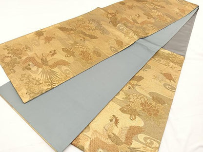 平和屋着物◎六通柄袋帯　能衣　鳳凰花文　金彩　正絹　逸品　未使用　BAAX2254hv