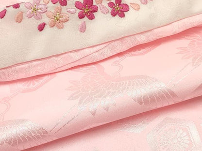 平和屋着物[]七五三 女の子 ３歳 祝着 三つ身 長襦袢(単衣・半衿刺繍)・被布セット 鞠舞桜文 金彩 逸品 DABE7024ma