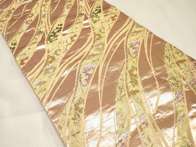 平和屋着物[]女の子　子供　全通柄袋帯　流水花文　金糸　逸品　DABE7020ma
