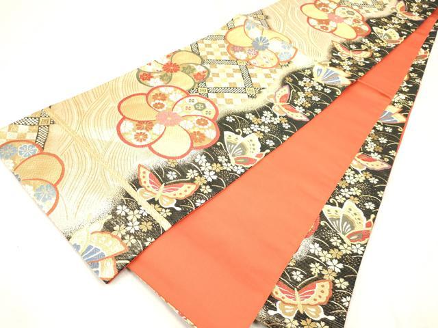 平和屋着物[]女の子　子供　全通柄袋帯　花蝶文　金糸　逸品　DABE7018ma