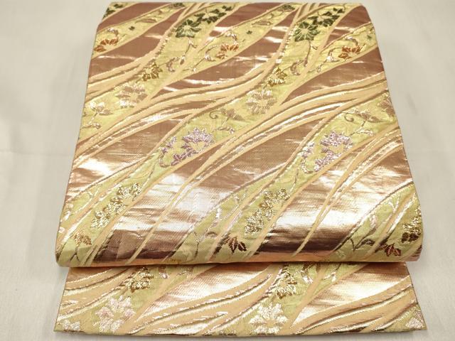 平和屋着物[]女の子　子供　全通柄袋帯　流水花文　金糸　逸品　DABE7020ma