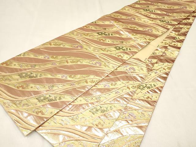 平和屋着物[]女の子　子供　全通柄袋帯　流水花文　金糸　逸品　DABE7020ma