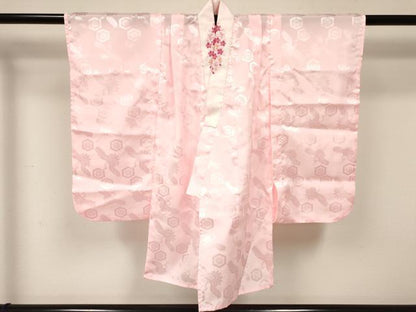 平和屋着物[]七五三 女の子 ３歳 祝着 三つ身 長襦袢(単衣・半衿刺繍)・被布セット 鞠舞桜文 金彩 逸品 DABE7024ma