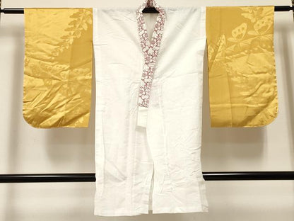 平和屋着物∵女の子　十三参り　子供　祝着・肌襦袢セット　草花文　鬼しぼ縮緬　逸品　DABE7026ma