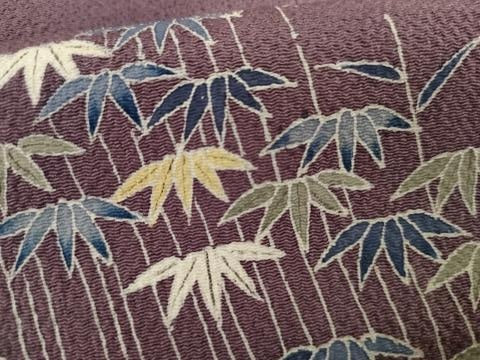 平和屋着物●本加賀友禅作家　水野陽子　訪問着　笹梅文　鬼しぼ縮緬　正絹　逸品　AABI2548cs