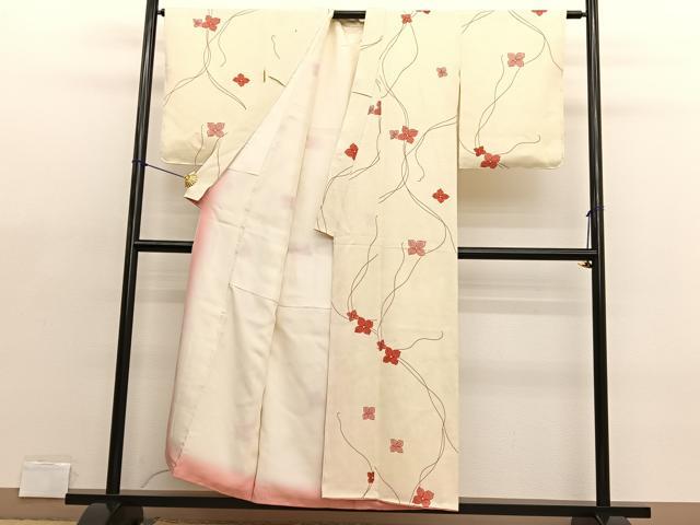 平和屋着物■上質な小紋　草花文　暈し染め　正絹　逸品　未使用　BAAX2047hv