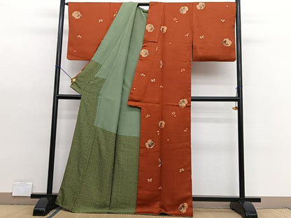 平和屋着物■訪問着 刺繍 雪輪花文 金彩 金通し地 正絹 逸品 BAAX2029hv