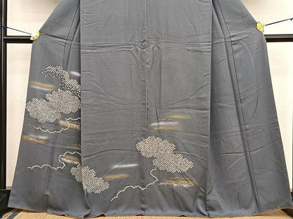 平和屋着物■訪問着　絞り　雲重ね文　金銀彩　正絹　逸品　BAAX2039hv