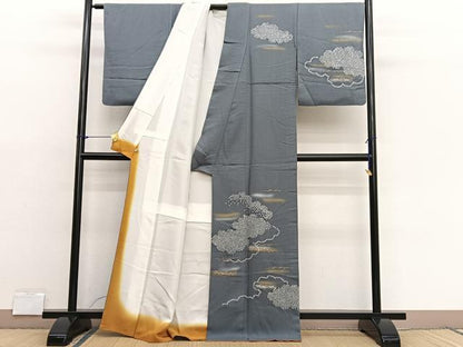 平和屋着物■訪問着　絞り　雲重ね文　金銀彩　正絹　逸品　BAAX2039hv
