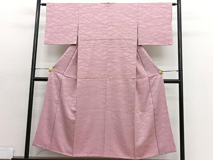 平和屋着物■上質な色無地　若松地紋　宍色　正絹　逸品　BAAX2044hv