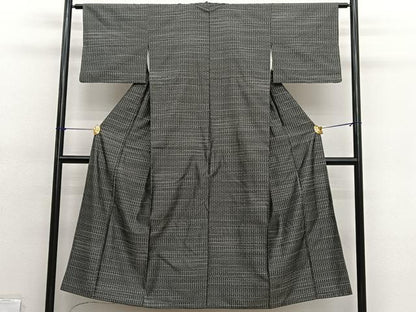 平和屋着物■上質なお召　幾何学文様　正絹　逸品　BAAX2051hv