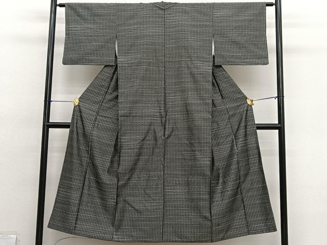 平和屋着物■上質なお召　幾何学文様　正絹　逸品　BAAX2051hv