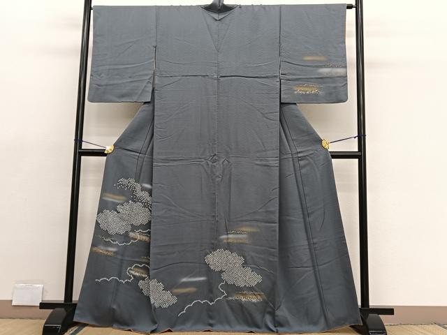 平和屋着物■訪問着　絞り　雲重ね文　金銀彩　正絹　逸品　BAAX2039hv