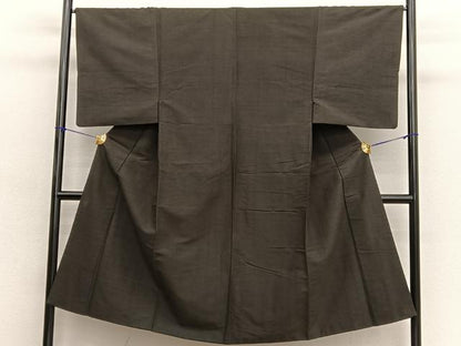 平和屋着物■男性　紬　色無地　藍媚茶色　正絹　逸品　BAAX2042hv