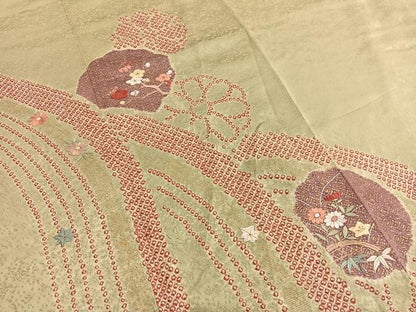 平和屋着物■訪問着 絞り 刺繍 立波花文 金彩 正絹 逸品 BAAX2079hv