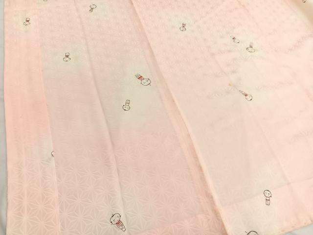 平和屋着物■長襦袢　無双仕立て　手描き　こけし　暈し染め　正絹　逸品　BAAX2060hv