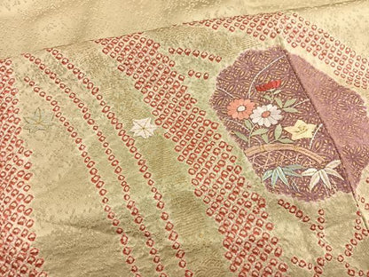 平和屋着物■訪問着 絞り 刺繍 立波花文 金彩 正絹 逸品 BAAX2079hv