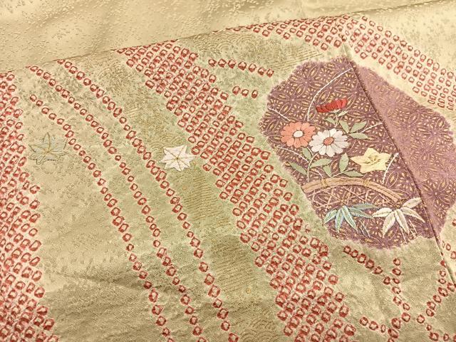 平和屋着物■訪問着 絞り 刺繍 立波花文 金彩 正絹 逸品 BAAX2079hv