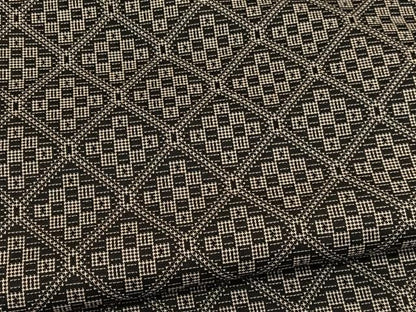 平和屋着物■上質なお召 菱文様 黒地 正絹 逸品 BAAX2065hv