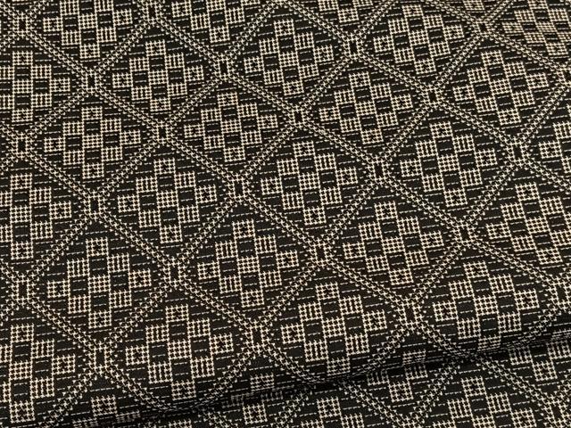 平和屋着物■上質なお召 菱文様 黒地 正絹 逸品 BAAX2065hv