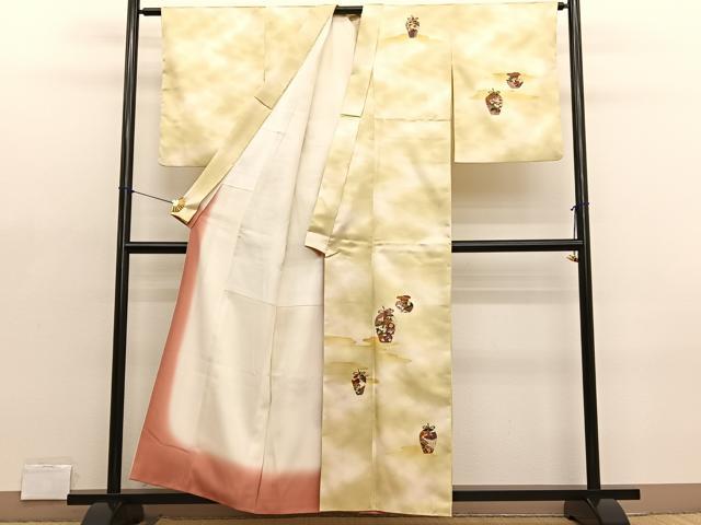平和屋着物■訪問着　手描き　仕覆文　暈し染め　金彩　正絹　逸品　BAAX2081hv