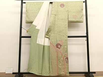 平和屋着物■訪問着 絞り 刺繍 立波花文 金彩 正絹 逸品 BAAX2079hv