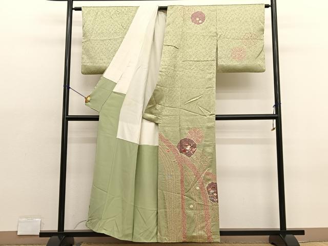 平和屋着物■訪問着 絞り 刺繍 立波花文 金彩 正絹 逸品 BAAX2079hv
