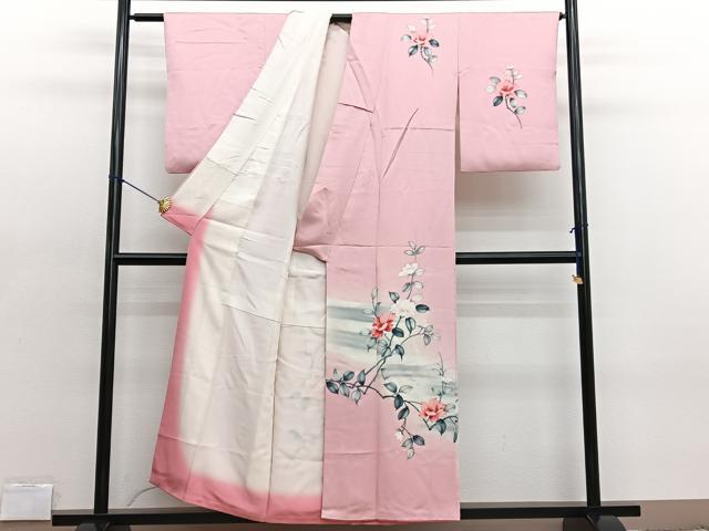 平和屋着物■訪問着　手描き　枝花文　暈し染め　正絹　逸品　BAAX2077hv
