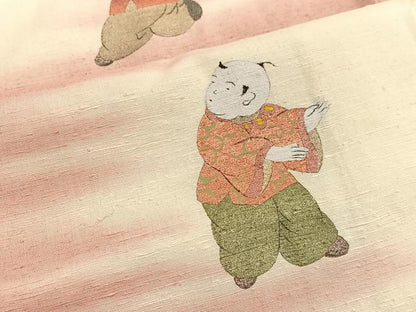 平和屋着物■訪問着 紬地 手描き 唐子遊び 金彩 正絹 逸品 BAAX2085hv
