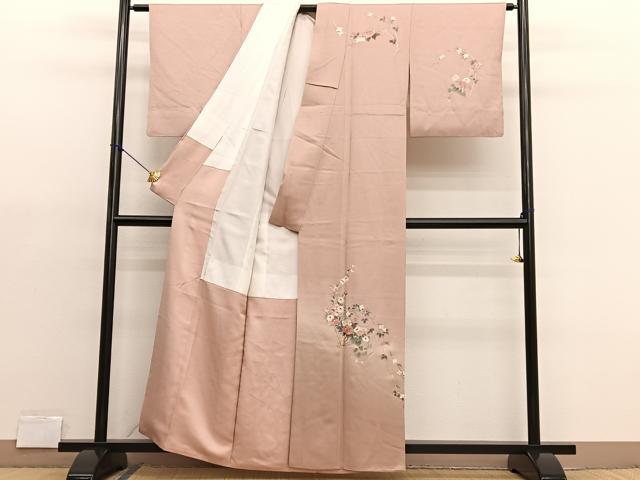 平和屋着物●中国三大刺繍　相良刺繍　訪問着　鞠花文　暈し染め　金彩　ロング丈　正絹　逸品　CABE7150ut 平和屋着物○中国三大刺繍 相良刺繍 訪問着 鞠花文 暈し染め 金彩