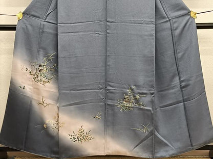 平和屋着物■訪問着　仕覆草葉文　暈し染め　金彩　正絹　逸品　BAAX2096hv