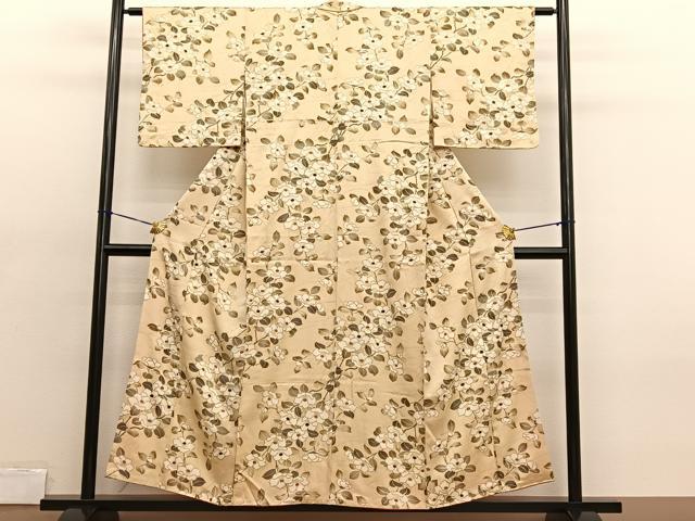 平和屋着物■上質な小紋 枝椿 金彩 正絹 逸品 BAAX2086hv