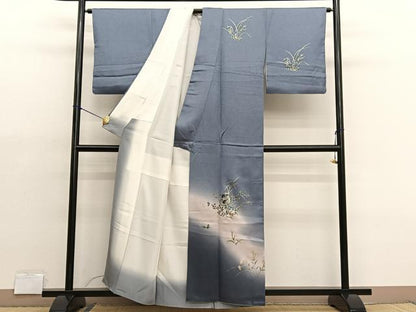 平和屋着物■訪問着　仕覆草葉文　暈し染め　金彩　正絹　逸品　BAAX2096hv