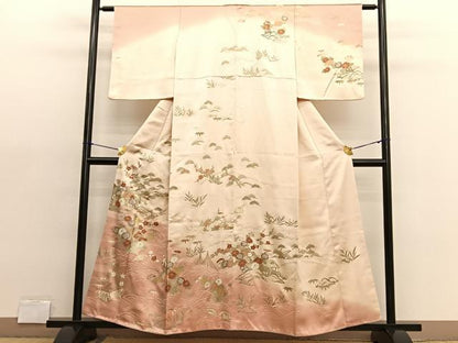 平和屋着物■訪問着　駒刺繍　御所解松竹梅　暈し染め　金彩　正絹　逸品　BAAX2120hv