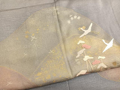 平和屋着物■訪問着　刺繍　飛鶴重山文　金銀彩　正絹　逸品　BAAX2121hv