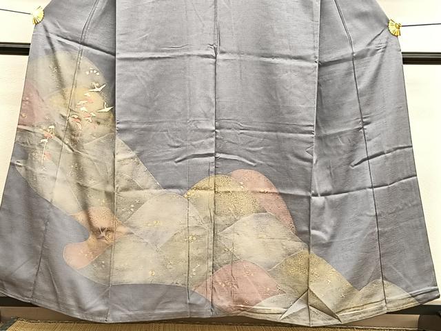 平和屋着物■訪問着　刺繍　飛鶴重山文　金銀彩　正絹　逸品　BAAX2121hv
