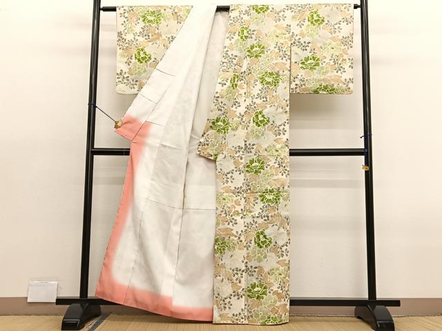 平和屋着物■上質な小紋　牡丹萩文　暈し染め　金彩　正絹　逸品　BAAX2149hv