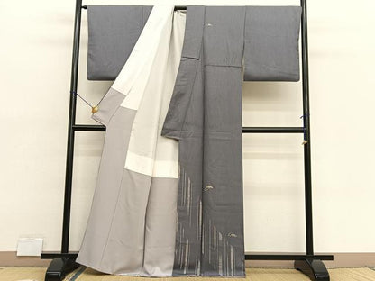 平和屋着物■訪問着 刺繍 地紙斜線文 銀彩 正絹 逸品 BAAX2119hv