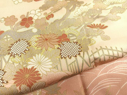 平和屋着物■訪問着　駒刺繍　御所解松竹梅　暈し染め　金彩　正絹　逸品　BAAX2120hv