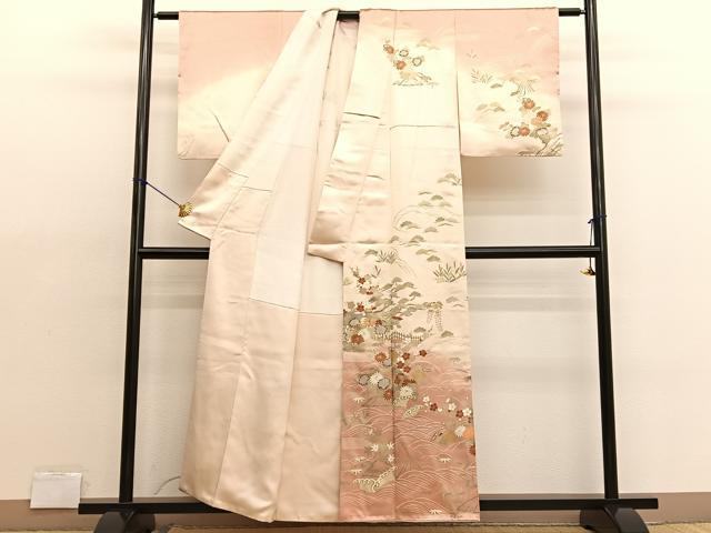 平和屋着物■訪問着　駒刺繍　御所解松竹梅　暈し染め　金彩　正絹　逸品　BAAX2120hv