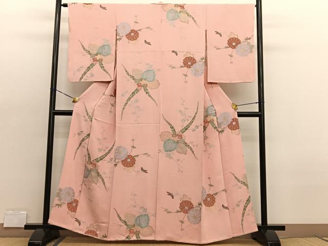 平和屋着物■上質な小紋 寿光織 草花文 金銀糸 正絹 逸品 BAAX2140hv
