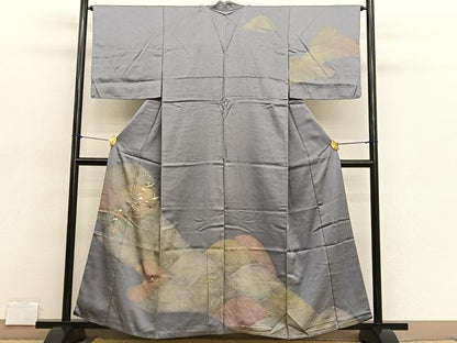 平和屋着物■訪問着　刺繍　飛鶴重山文　金銀彩　正絹　逸品　BAAX2121hv