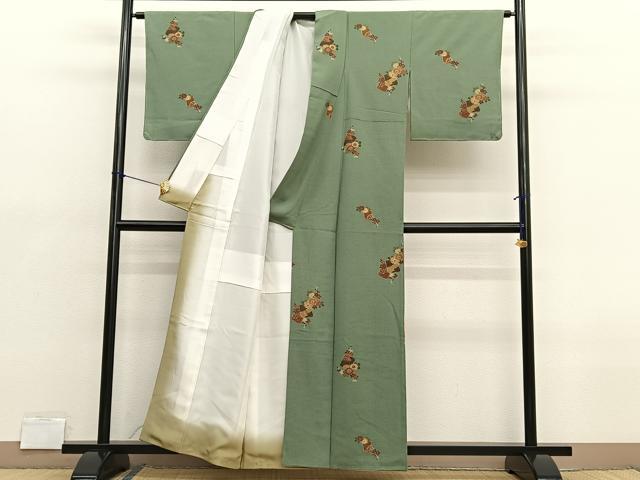 平和屋着物■上質な小紋　破れ色紙花文　金彩　正絹　逸品　BAAX2134hv