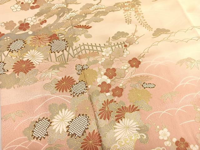 平和屋着物■訪問着　駒刺繍　御所解松竹梅　暈し染め　金彩　正絹　逸品　BAAX2120hv