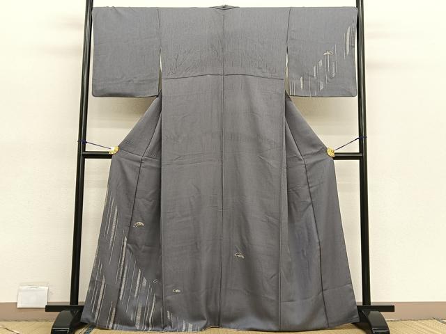 平和屋着物■訪問着 刺繍 地紙斜線文 銀彩 正絹 逸品 BAAX2119hv