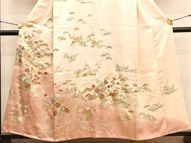 平和屋着物■訪問着　駒刺繍　御所解松竹梅　暈し染め　金彩　正絹　逸品　BAAX2120hv