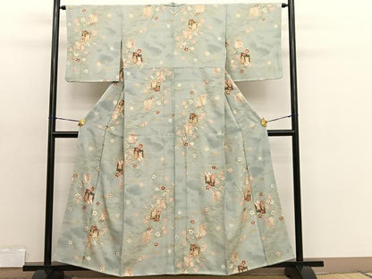 平和屋着物■上質な小紋　御所車花文　暈し染め　金彩　正絹　逸品　BAAX2118hv
